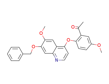 Molecular Structure of 666734-39-0 (Ethanone,
1-[5-methoxy-2-[[6-methoxy-7-(phenylmethoxy)-4-quinolinyl]oxy]phenyl]-)