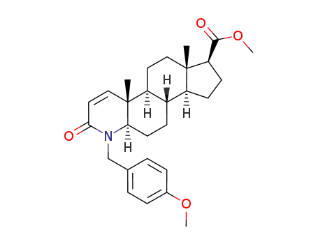Molecular Structure of 827589-62-8 (Methyl 4-p-methoxybenzyl-3-oxo-4-aza-5α-androst-1-ene-17β-carboxylate)