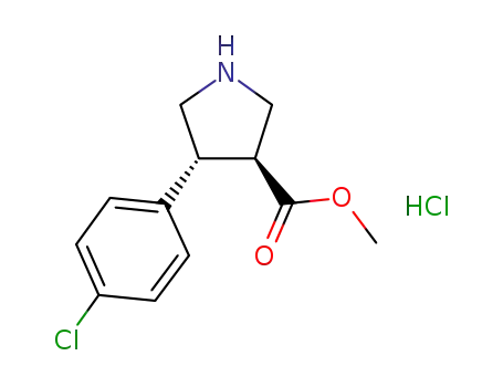 Molecular Structure of 862283-71-4 (4-(4-CHLOROPHENYL)PYRROLIDINE-3-METHYLCARBOXYLATE HYDROCHLORIDE)