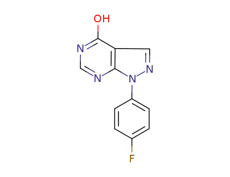 Molecular Structure of 289651-72-5 (1-(4-fluorophenyl)-1,5-dihydro-4H-pyrazolo[3,4-d]pyrimidin-4-one)