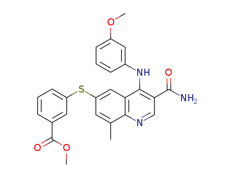 methyl 3-(3-carbamoyl-4-(3-methoxyphenylamino)-8-methylquinolin-6-ylthio)benzoate