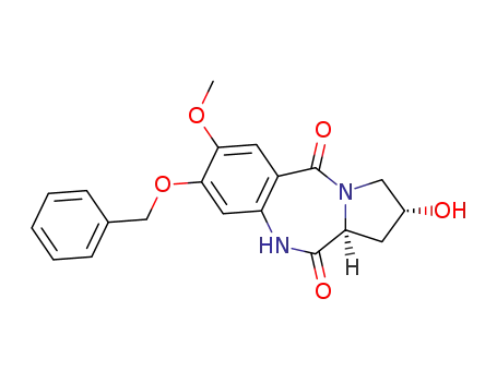 Molecular Structure of 132488-55-2 ((2R,11aS)-2-hydroxy-8-(benzyloxy)-1,2,3,10,11,11a-hexahydro-7-methoxy-5H-pyrrolo<2,1-c><1,4>benzodiazepine-5,11-dione)
