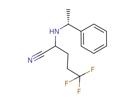 Molecular Structure of 1146699-59-3 (Pentanenitrile, 5,5,5-trifluoro-2-[[(1R)-1-phenylethyl]aMino]-)