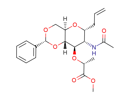 3-(2-acetamido-4,6-O-benzylidene-2-deoxy-3-((R)-1-(methoxycarbonyl)ethoxy)-α-D-glucopyranosyl)propene
