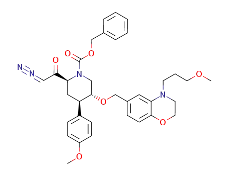 (2S,4R,5R)-2-(2-diazo-acetyl)-4-(4-methoxy-phenyl)-5-[4-(3-methoxy-propyl)-3,4-dihydro-2H-benzo[1,4]oxazin-6-ylmethoxy]-piperidin-1-carboxylic acid benzyl ester