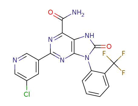2-(5-chloropyridin-3-yl)-8-oxo-9-(2-(trifluoromethyl)phenyl)-8,9-dihydro-7H-purine-6-carboxamide