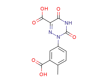 Molecular Structure of 724424-82-2 (1,2,4-Triazine-6-carboxylic acid,
2-(3-carboxy-4-methylphenyl)-2,3,4,5-tetrahydro-3,5-dioxo-)