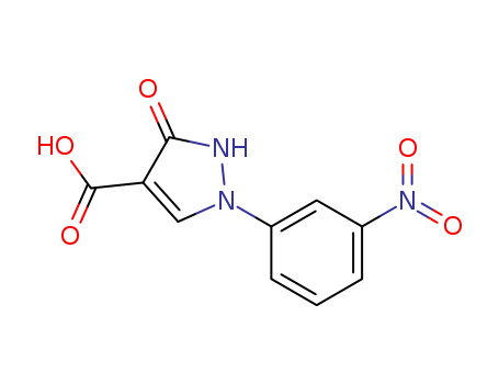 Molecular Structure of 105652-03-7 (1H-Pyrazole-4-carboxylic acid, 2,3-dihydro-1-(3-nitrophenyl)-3-oxo-)