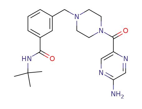 3-((4-(2-aminopyrazine-5-carbonyl)piperazin-1-yl)methyl)-N-tert-butylbenzamide