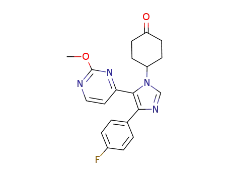 Molecular Structure of 193551-20-1 (Cyclohexanone,
4-[4-(4-fluorophenyl)-5-(2-methoxy-4-pyrimidinyl)-1H-imidazol-1-yl]-)