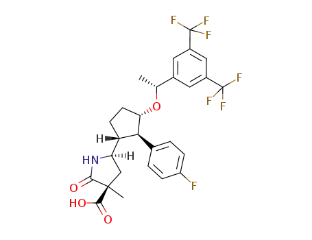 (3R,5R)-5-(((1R),(2R),(3S))-3-((1R)-1-(3,5-bis(trifluoromethyl)phenyl)ethoxy)-2-(4-fluorophenyl)cyclopentan-1-yl)-3-carboxy-3-methylpyrrolidin-2-one