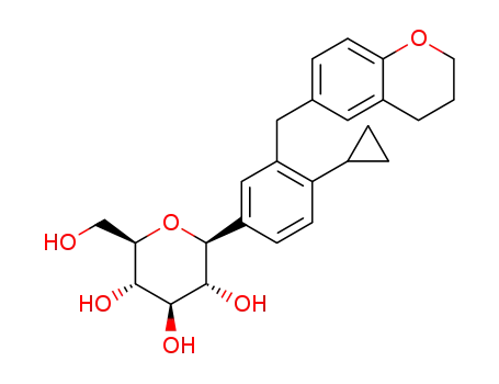 Molecular Structure of 1291094-63-7 ((2S,3R,4R,5S,6R)-2-(3-chroman-6-ylmethyl-4-cyclopropyl-phenyl)-6-hydroxymethyl-tetrahydro-pyran-3,4,5-triol)