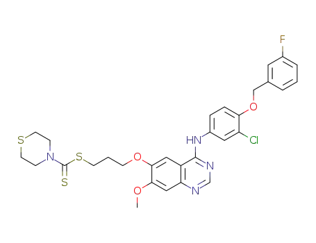 3-(4-(3-chloro-4-(3-fluorobenzyloxy)phenylamino)-7-methoxyquinazolin-6-yloxy)propyl thiomorpholine-4-carbodithioate