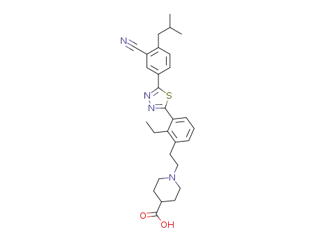 1-[2-(3-{5-[3-cyano-4-(2-methylpropyl)phenyl]-1,3,4-thiadiazol-2-yl}-2-ethylphenyl)ethyl]-4-piperidinecarboxylic acid