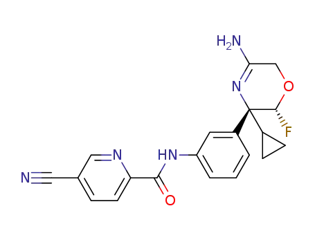 (2R,3R)-N-[3-(5-amino-3-cyclopropyl-2-fluoro-3,6-dihydro-2H-1,4-oxazin-3-yl)phenyl]-5-cyanopyridine-2-carboxamide
