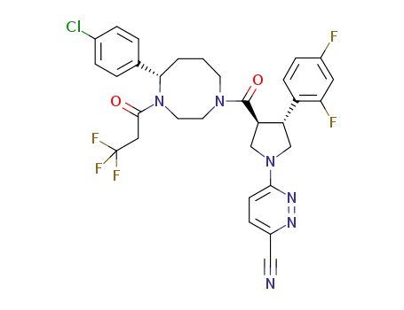 6-[(3S,4R)-3-{[5S-(4-chlorophenyl)-4-(3,3,3-trifluoropropanoyl)-1,4-diazocan-1-yl]carbonyl}-4-(2,4-difluorophenyl)pyrrolidin-1-yl]pyridazine-3-carbonitrile