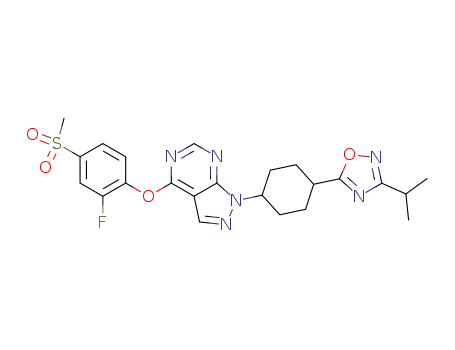 4-(2-fluoro-4-methanesulfonyl-phenoxy)-1-[4-(3-isopropyl-[1,2,4]oxadiazol-5-yl)-cyclohexyl]-1H-pyrazolo[3,4-d]pyrimidine