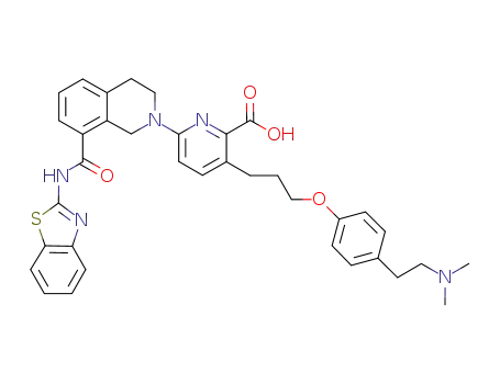 6-(8-(benzo[d]thiazol-2-ylcarbamoyl)-3,4-dihydroisoquinolin-2(1H)-yl)-3-(3-(4-(2-dimethylaminoethyl)phenoxy)propyl)picolinic acid