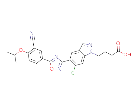 4-[6-chloro-5-(5-{3-cyano-4-[(1-methylethyl)oxy]phenyl}-1,2,4-oxadiazol-3-yl)-1H-indazol-1-yl]butanoic acid