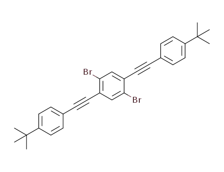 Molecular Structure of 952676-72-1 (4,4’-((2,5-dibromo-1,4-phenylene)bis(ethyne-2,1-diyl))bis(tert-butylbenzene))