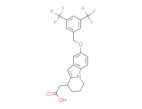 Molecular Structure of 1215118-62-9 (2-(2-(3,5-bis-(trifluoromethyl)benzyloxy)-6,7,8,9-tetrahydropyrido[1,2-a]indol-9-yl)acetic acid)