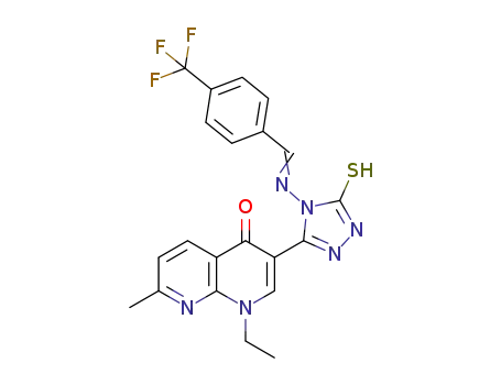 1-ethyl-3-{5-mercapto-4-(4-(trifluoromethyl)benzylideneamino)-4H-1,2,4-triazol-3-yl}-7-methyl-1,8-naphthyridin-4(1H)-one