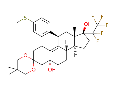 (5R,8S,11R,13S,14S,17S)-5',5',13-trimethyl-11-[4-(methylsulfanyl)phenyl]-17-(pentafluoroethyl)-1,2,6,7,8,11,12,13,14,15,16,17-dodecahydrospiro[cyclopenta[a]phenanthrene-3,2'-[1,3]dioxane]-5,17(4H)-diol