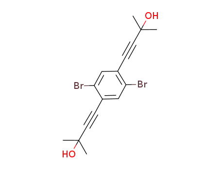 Molecular Structure of 1191421-83-6 (4,4‘-(2,5-dibromo-1,4-phenylene)bis(2-methylbut-3-yn-2-ol))