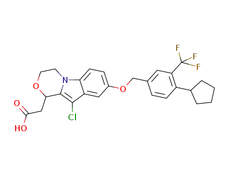 2-(10-chloro-8-(4-cyclopentyl-3-(trifluoromethyl)benzyloxy)-3,4-dihydro-1H-[1,4]oxazino[4,3-a]indol-1-yl)acetic acid