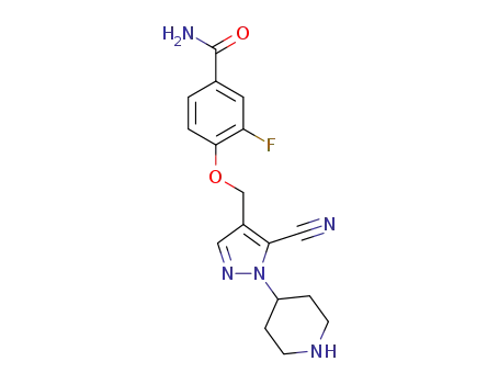 4-((5-cyano-1-(piperidin-4-yl)-1H-pyrazol-4-yl)methoxy)-3-fluorobenzamide