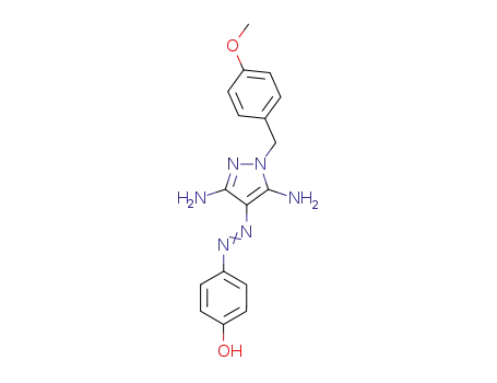 Molecular Structure of 1374431-85-2 (4-((3,5-diamino-1-(4-methoxybenzyl)-1H-pyrazol-4-yl)diazenyl)phenol)