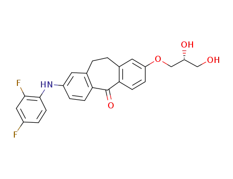 R-2-(2,4-difluorophenylamino)-8-(2,3-dihydroxypropoxy)-10,11-dihydrodibenzo-[a,d]cyclohepten-5-one
