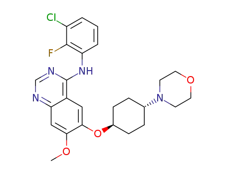 4-[(3-chloro-2-fluoro-phenyl)amino]-6-[trans-4-(morpholin-4-yl)-cyclohexyloxy]-7-methoxy-quinazoline