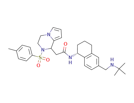 Molecular Structure of 1242847-70-6 (N-[(1R)-6-[(tert-butylamino)methyl]-1,2,3,4-tetrahydronaphthalen-1-yl]-2-[2-(p-tolylsulfonyl)-1,2,3,4-tetrahydropyrrolo[1,2-a]pyrazin-1-yl]acetamide)