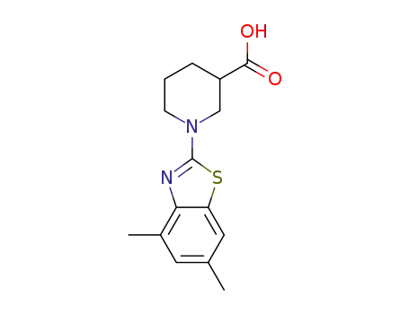 Molecular Structure of 1119451-38-5 (1-(4,6-dimethyl-1,3-benzothiazol-2-yl)piperidine-3-carboxylic acid)