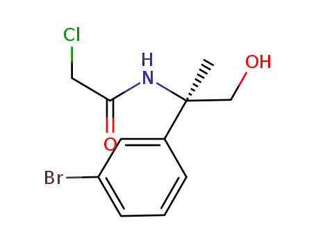 Molecular Structure of 1266784-04-6 ((R)-(+)-N-[1-(3-bromo-phenyl)-2-hydroxy-1-methyl-ethyl]-2-chloro-acetamide)