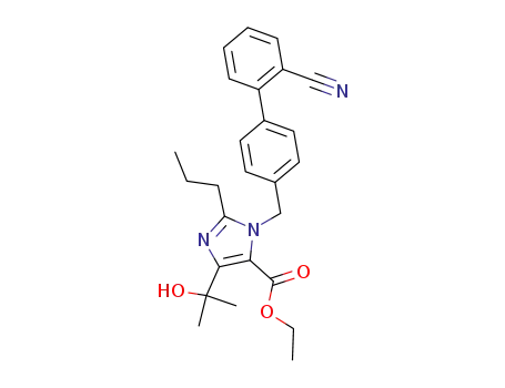 Molecular Structure of 144690-96-0 (1-[{2'-cyanobiphenyl-4-yl}methyl]-4-(1-hydroxy-1-methylethyl)-2-propylimidazol-5-carboxylic acid ethyl ester)