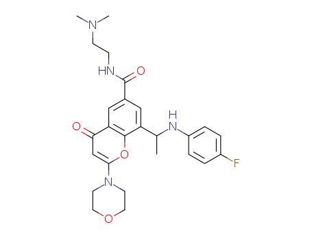 N-(2-(dimethylamino)ethyl)-8-(1-(4-fluorophenylamino)ethyl)-2-morpholino-4-oxo-4H-chromene-6-carboxamide