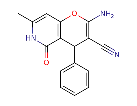 Molecular Structure of 193887-94-4 (2-amino-7-methyl-5-oxo-4-phenyl-4,6-dihydropyrano[3,2-c]pyridine-3-carbonitrile)
