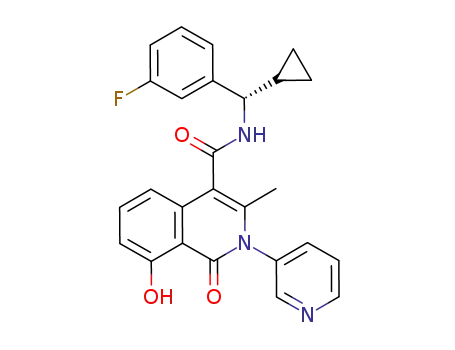 8-hydroxy-3-methyl-1-oxo-2-pyridin-3-yl-1,2-dihydro-isoquinoline-4-carboxylic acid [(S)-cyclopropyl-(3-fluoro-phenyl)-methyl]-amide