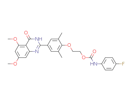 Molecular Structure of 1202407-33-7 (2-(4-(5,7-dimethoxy-4-oxo-3,4-dihydroquinazolin-2-yl)-2,6-dimethylphenoxy)ethyl 4-fluoro-phenylcarbamate)