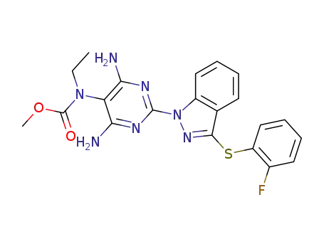 Methyl (4,6-diamino-2-{3-[(2-fluorophenyl)sulphanyl]-1H-indazol-1-yl}pyrimidin-5-yl)ethyl-carbamate