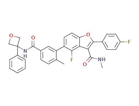4-fluoro-2-(4-fluorophenyl)-N-methyl-5-(2-methyl-5-(3-phenyloxetan-3-ylcarbamoyl)phenyl)benzofuran-3-carboxamide