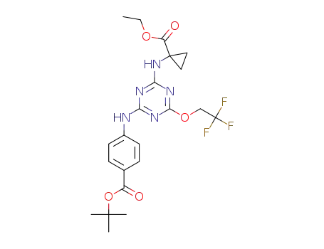 tert-butyl 4-(4-(1-(ethoxycarbonyl)cyclopropylamino)-6-(2,2,2-trifluoroethoxy)-1,3,5-triazin-2-ylamino)benzoate