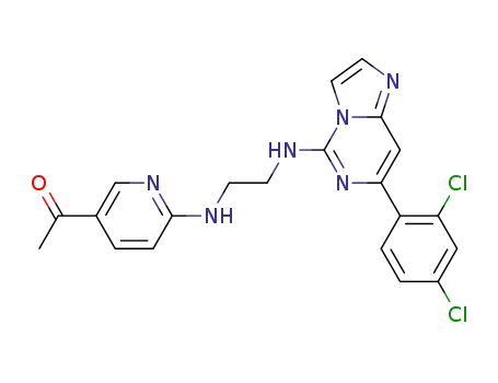 1-{6-[(2-{[7-(2,4-Dichlorophenyl)imidazo[1,2-c]pyrimidin-5-yl]amino}ethyl)amino]pyridin-3-yl}ethanone