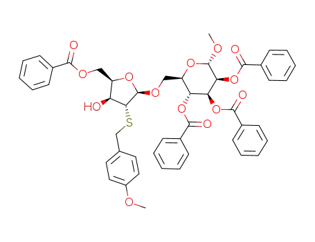 methyl 5-O-benzoyl-2-deoxy-2-p-methoxybenzylthio-β-D-xylofuranosyl-(1->6)-2,3,4-tri-O-benzoyl-α-D-mannopyranoside