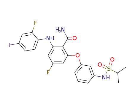4-fluoro-2-(2-fluoro-4-iodo-phenylamino)-6-[3-(propane-2-sulfonylamino)-phenoxy]-benzamide