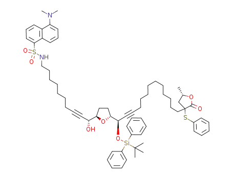 5-dimethylamino-N-[(10R)-10-hydroxy-10-((2R,5R)-5-{(1R)-1-tert-butyldiphenylsilyloxy-13-[(3RS,5S)-2-oxo-5-methyl-3-(phenylsulfenyl)tetrahydrofuran-3-yl]tridec-2-ynyl}tetrahydrofuran-2-yl)dec-8-ynyl]naphthalene-1-sulfonamide