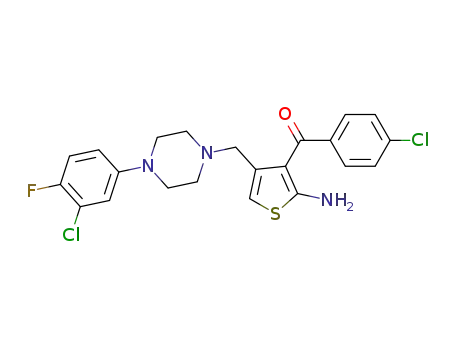 {2-amino-4-[(4-(3-chloro-4-fluorophenyl)piperazin-1-yl)methyl]thiophen-3-yl}(4-chlorophenyl)methanone