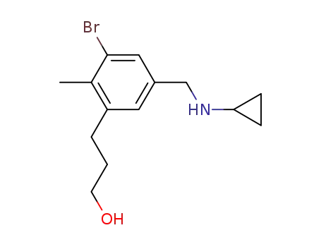 Molecular Structure of 1194488-76-0 (3-{3-bromo-5-[(cyclopropylamino)methyl]-2-methylphenyl}-1-propanol)
